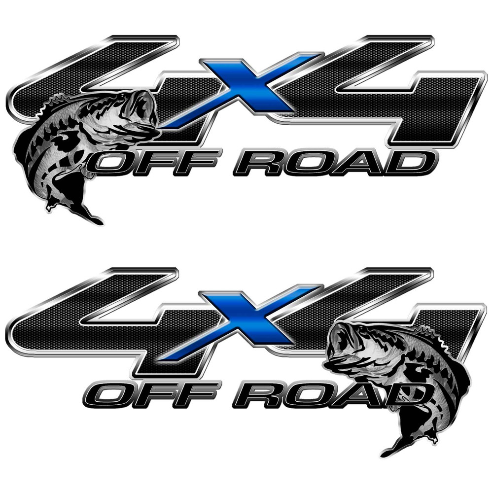 Ford 4x4 Bass Fishing Carbon Fiber F250 F350 Decal Set