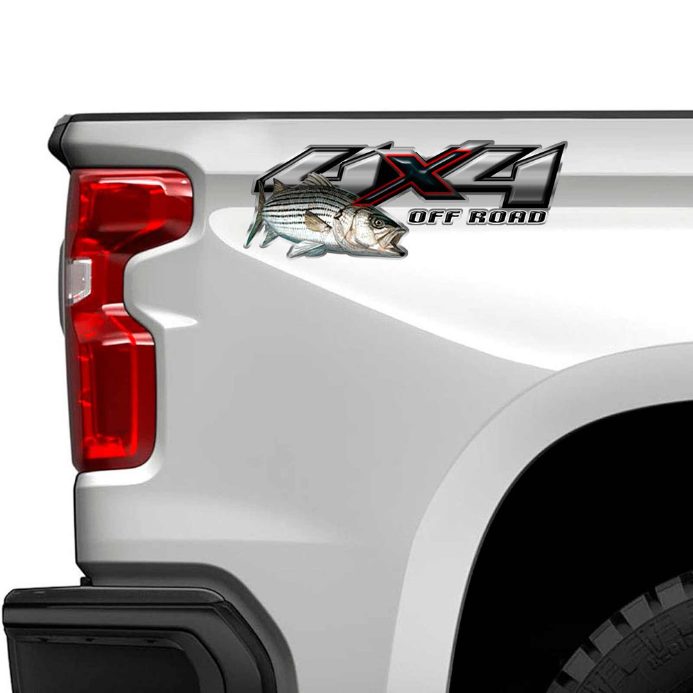 4x4 Silverado Striper Bass Fishing Truck Decal Set