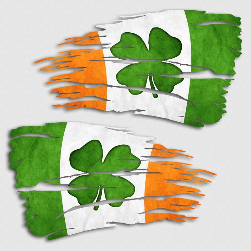 Tattered Irish Clover Flag Distressed Decal Set
