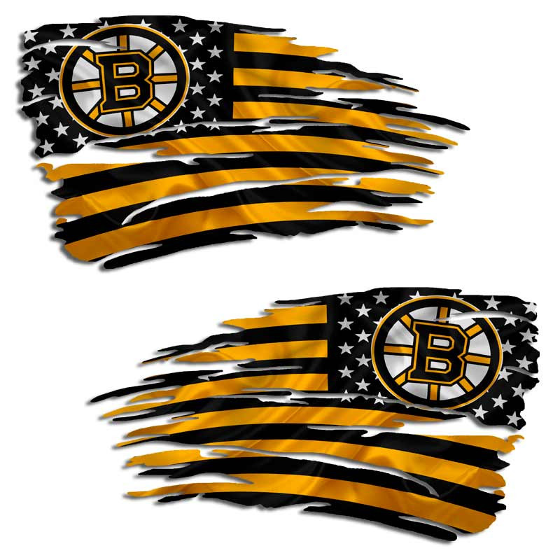 Boston Bruins Hockey Tattered Flag Decal Set