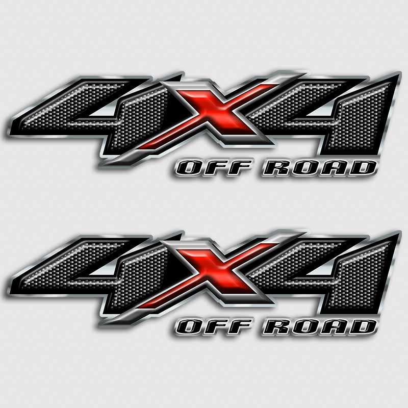Carbon Fiber Chevy Silverado Black 4x4 Truck Decals
