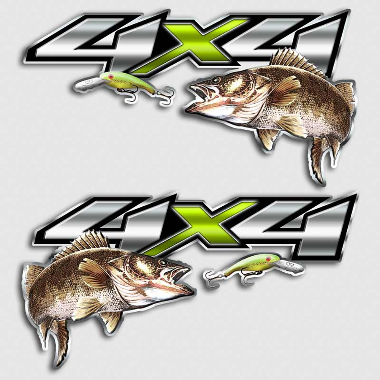 4x4 Walleye Truck Decals Chartreuse Fishing Lure Sticker