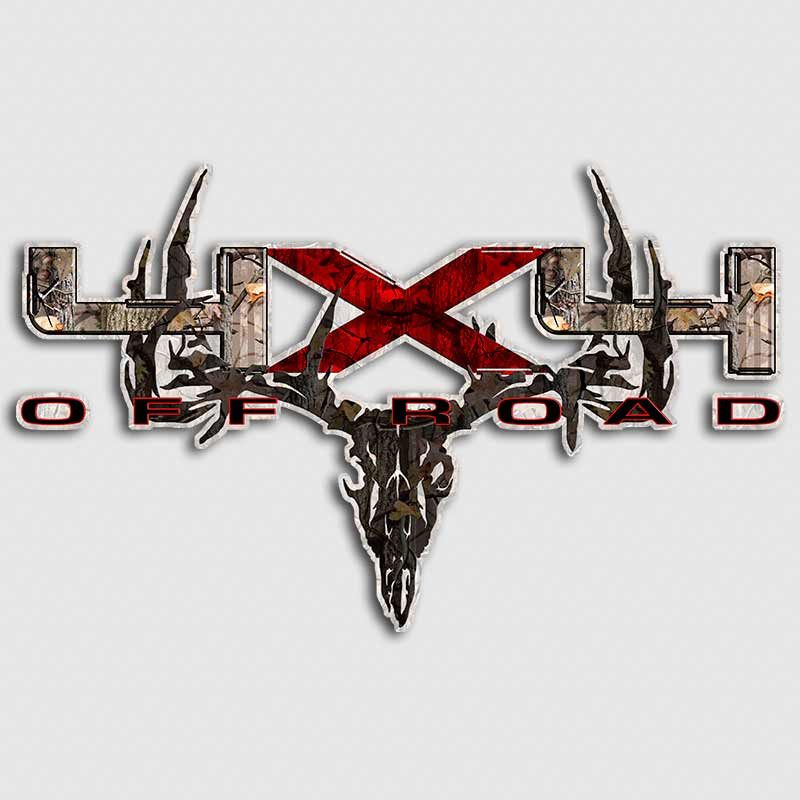 Snow White Camouflage Deer Skull Decal For Ford F-150 Trucks - 4x4 Off Road Hunting Vinyl Sticker