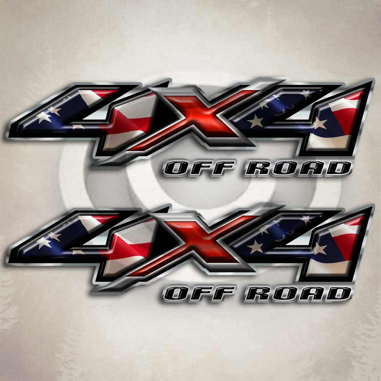 4x4 American Flag Off Road Truck Decals