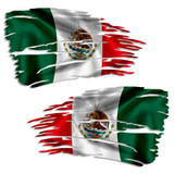 Mexico Tattered Flag Distressed Decal Set