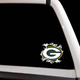 Green Bay Packers Ripped Metal Football Decal