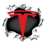 Tesla Ripped Metal Electric Car Truck Decal
