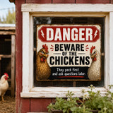 Danger Beware of Chickens Funny Chicken Coop Farm Hen House Window Decal