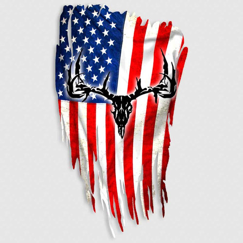 American Flag Whitetail Deer Skull Decal 5148