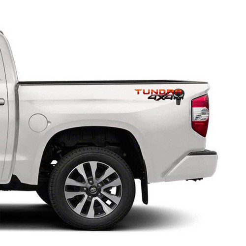 Toyota Tundra Red Orange 4x4 Punisher Truck Decals