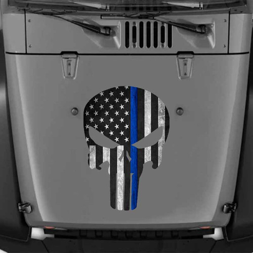 Punisher Skull Thin Blue Line American Flag Decal Punisher Skull Thin Blue Line American Flag Decal
