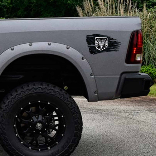 Dodge Ram Truck Distressed Flag Decal Set