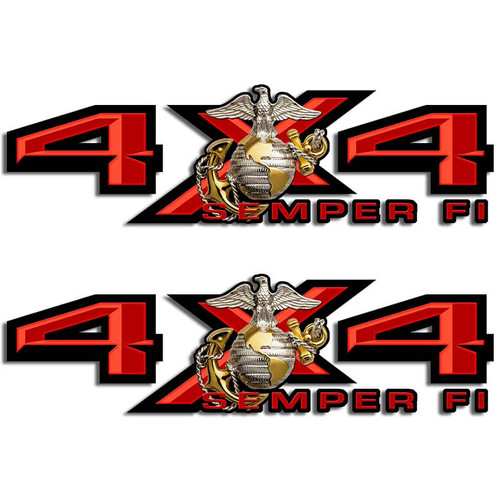 4x4 USMC Marine Corps Semper Fi Truck Decal Set