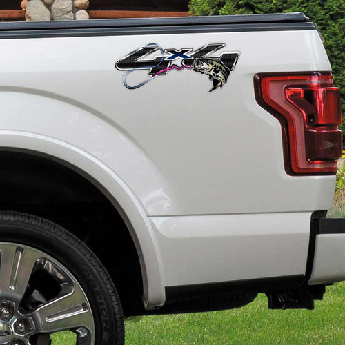 4x4 Largemouth Bass Fishing Worm Truck Decal Set 4x4 Largemouth Bass Fishing Worm Truck Decal Set