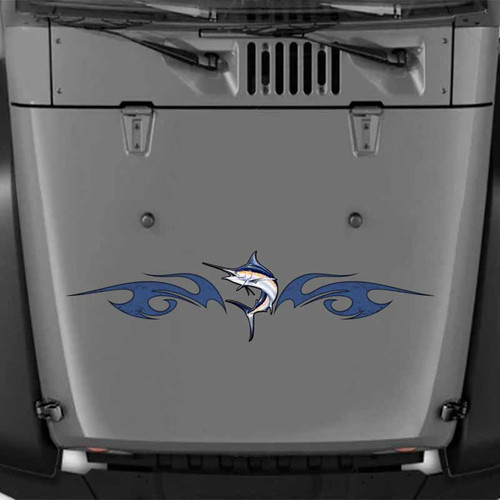 Blue Marlin Fishing Tribal Flame Decal