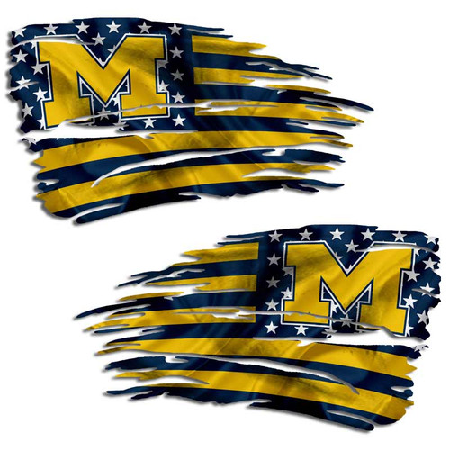 Michigan Tattered Flag Wolverines Decal Set