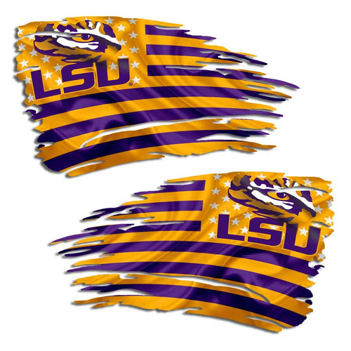 LSU Tigers Tattered Flag Louisiana Decal Set