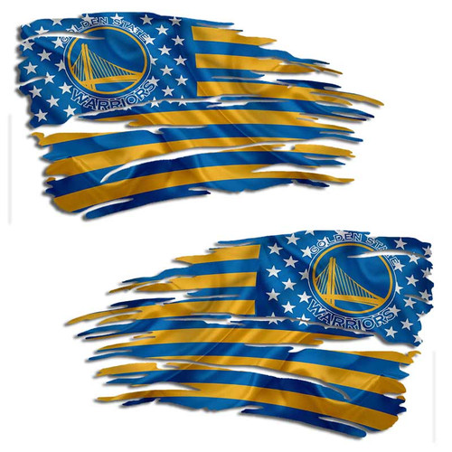Golden State Warriors Basketball Tattered Flag Decal Set