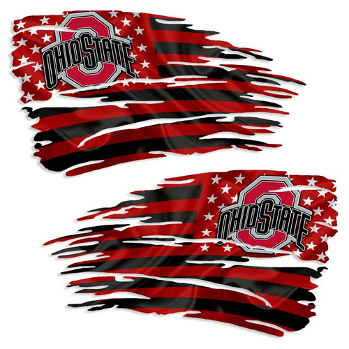 Ohio State Tattered Buckeyes Flag Decal Set