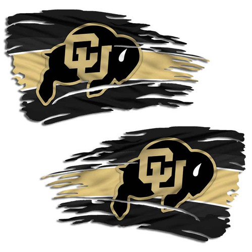 Colorado Buffaloes Boulder Tattered Flag Decal Set