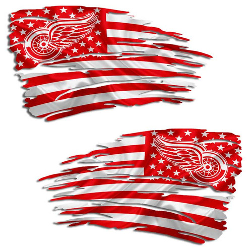 Detroit Red Wings Tattered Hockey Flag Decal Set
