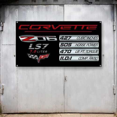 Corvette LS7 Z06 Horsepower Spec Badge Banner