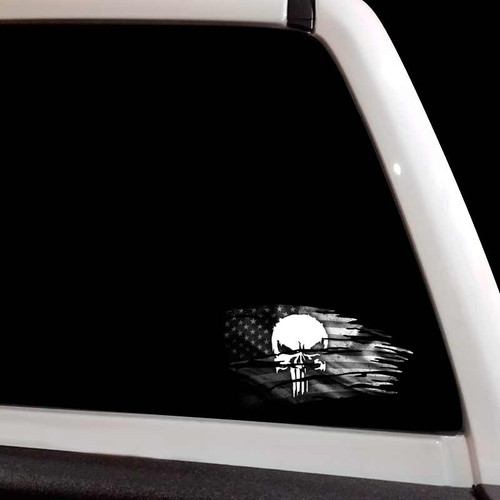 Punisher Skull Subdued American Tattered Flag Decal Set Punisher Skull Subdued American Tattered Flag Decal Set