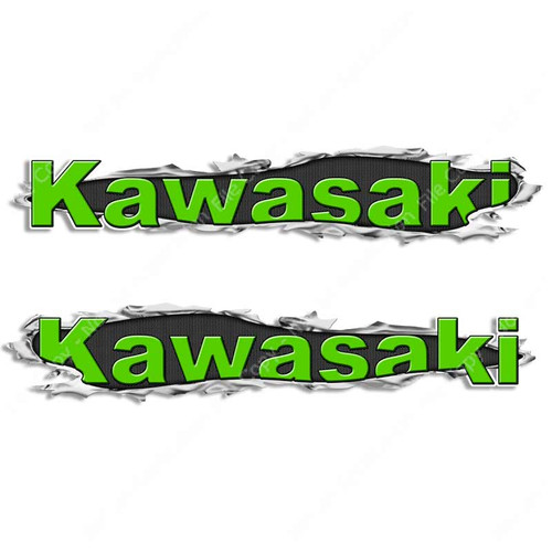 Kawasaki Ripped Metal Decal Set