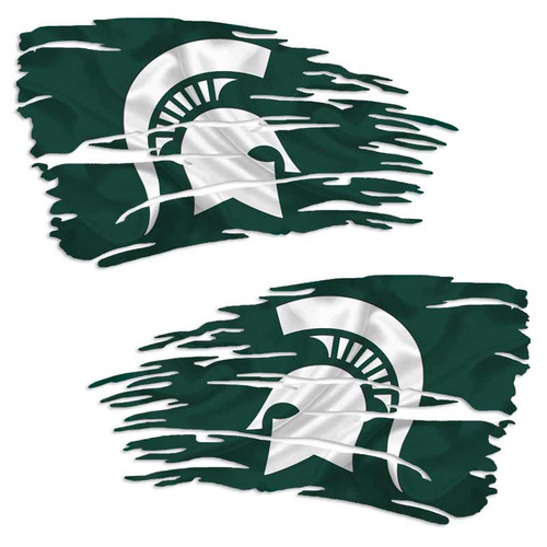 Michigan State Spartans Distressed Flag Decal Set Michigan State Spartans Distressed Flag Decal Set