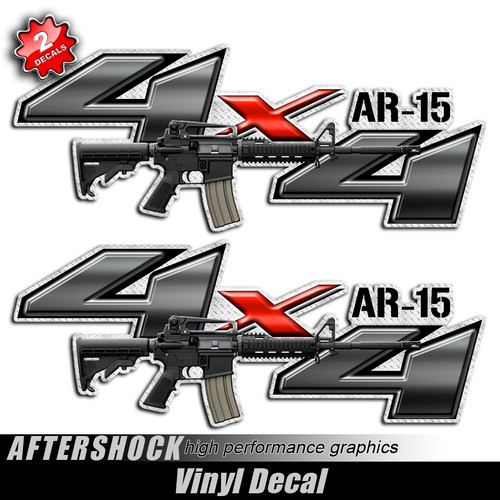 4x4 AR-15 Assault Rifle Gun Decals