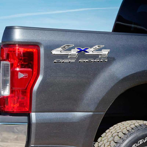 F-250 4x4 Chrome Style Off Road Blue Truck Decals