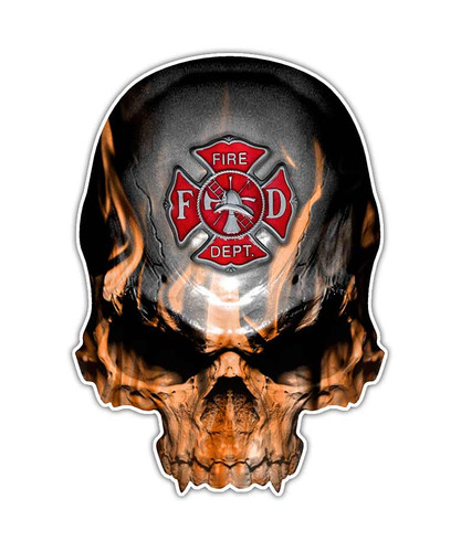Firefighter Maltese Cross Skull Sticker