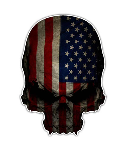 American Flag Skull Decal USA Sticker