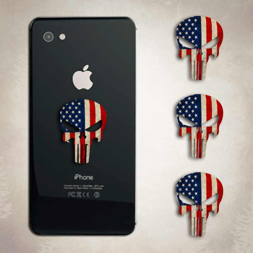 Punisher American Flag Skull Sticker iphone Android Decal Set