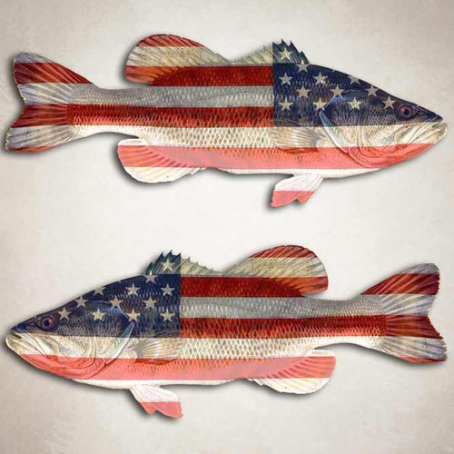 American Flag Largemouth Bass Fishing Decal Set