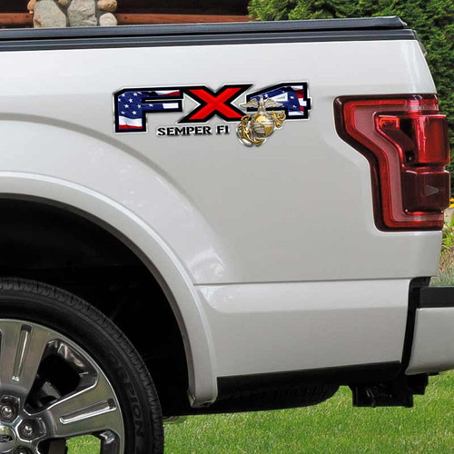 FX4 American Flag Marines SEMPER FI Truck Decals FX4 American Flag Marines SEMPER FI Truck Decals