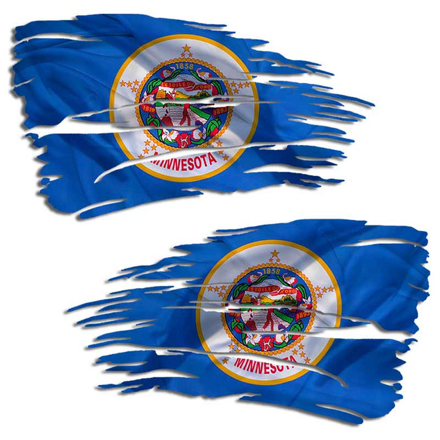 Minnesota State Flag Tattered Distressed Decal Set