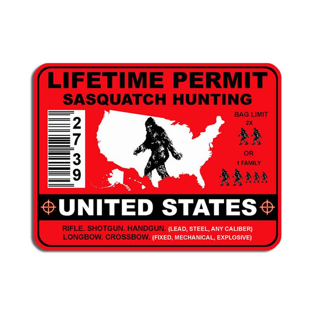 Sasquatch Hunting Permit USA Bigfoot Yeti Decal
