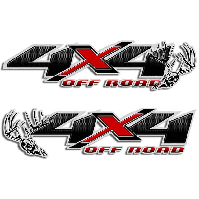 Black Carbon Silverado 4x4 Deer Skull Hunting Truck Decal Set