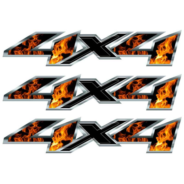 4x4 Silverado Fire Black Truck Decal Set