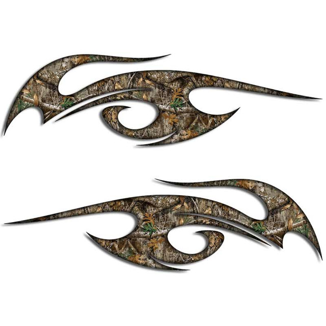 Realtree Camouflage Tribal Flame Tattoo Decal Set