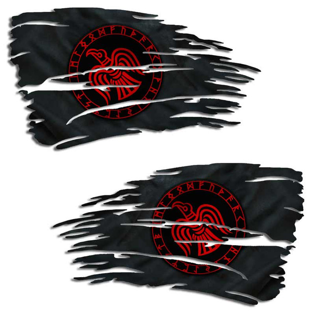 Viking Raven Old Norse Tattered Flag Decal Set