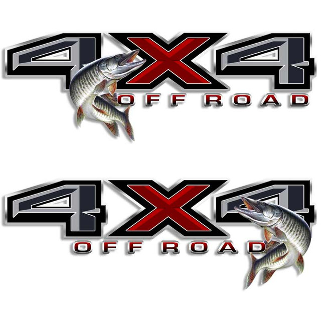 4x4 Muskie Muskellunge Fishing Truck Decal Set