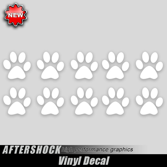 10 Dog paw Print Decals