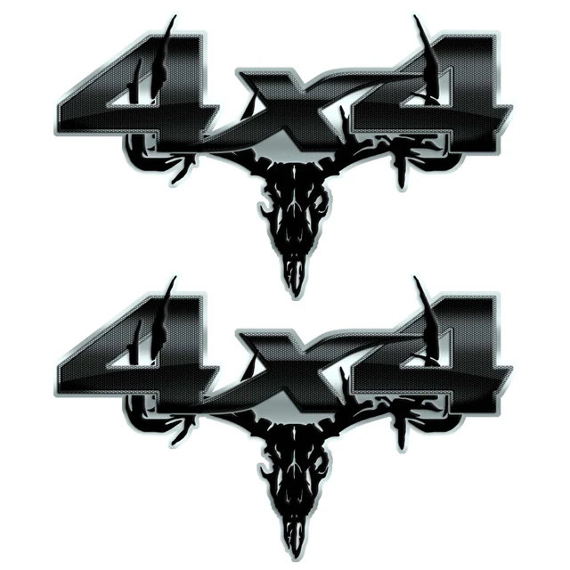 Carbon Fiber Whitetail Skull Edition 4x4 Decal Set