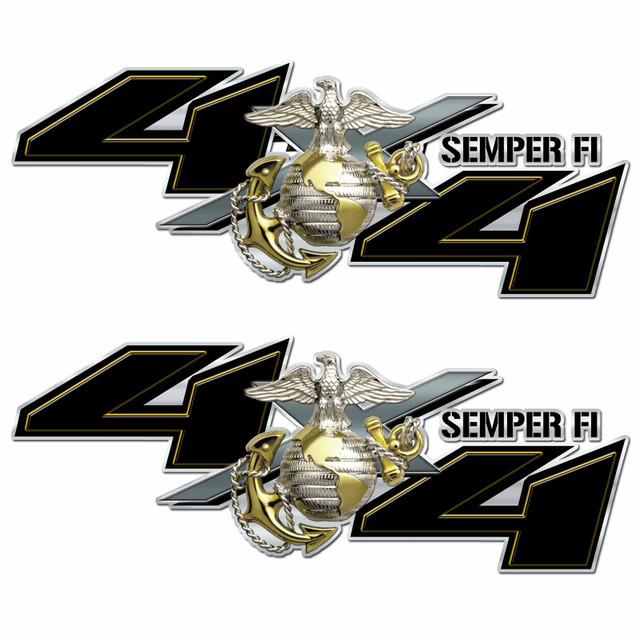 Chevy Silverado Compatible USMC Semper Fi Truck Bed Decal Set – Premium 3M Air Release Vinyl