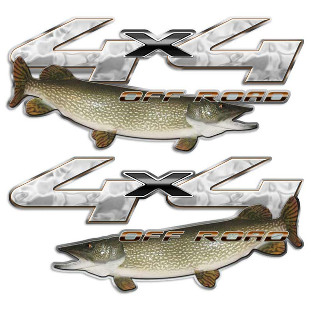 4x4 Northern Pike Fishing Ford F-250 Truck Decals