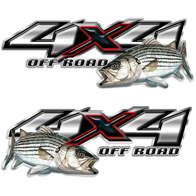 4x4 Silverado Striper Bass Fishing Truck Decal Set