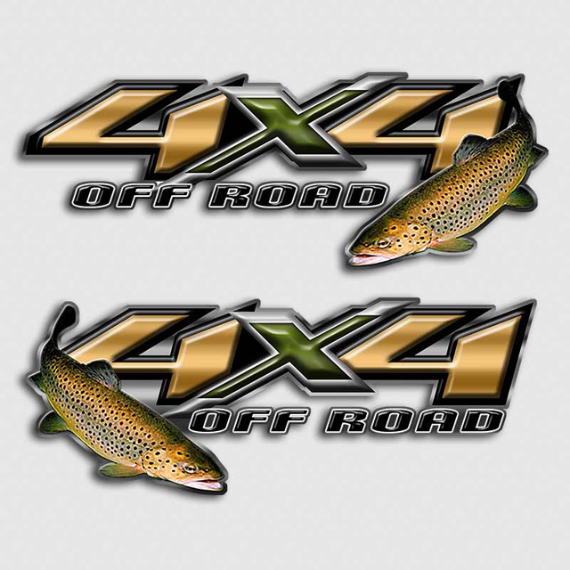 4x4 Brown Trout Fly Fishing Truck Decals