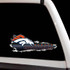 Denver Broncos Ripped Metal Football Decal